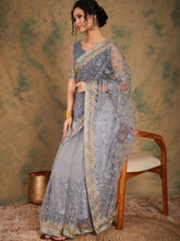 Womens Fashion Ethnic Grey Color Sarees-MLSHWSA1126GRY0ONE